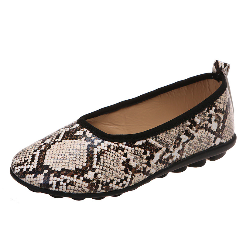 Snake Pattern Round Head Flat Bottom Shoes NSYBJ104643