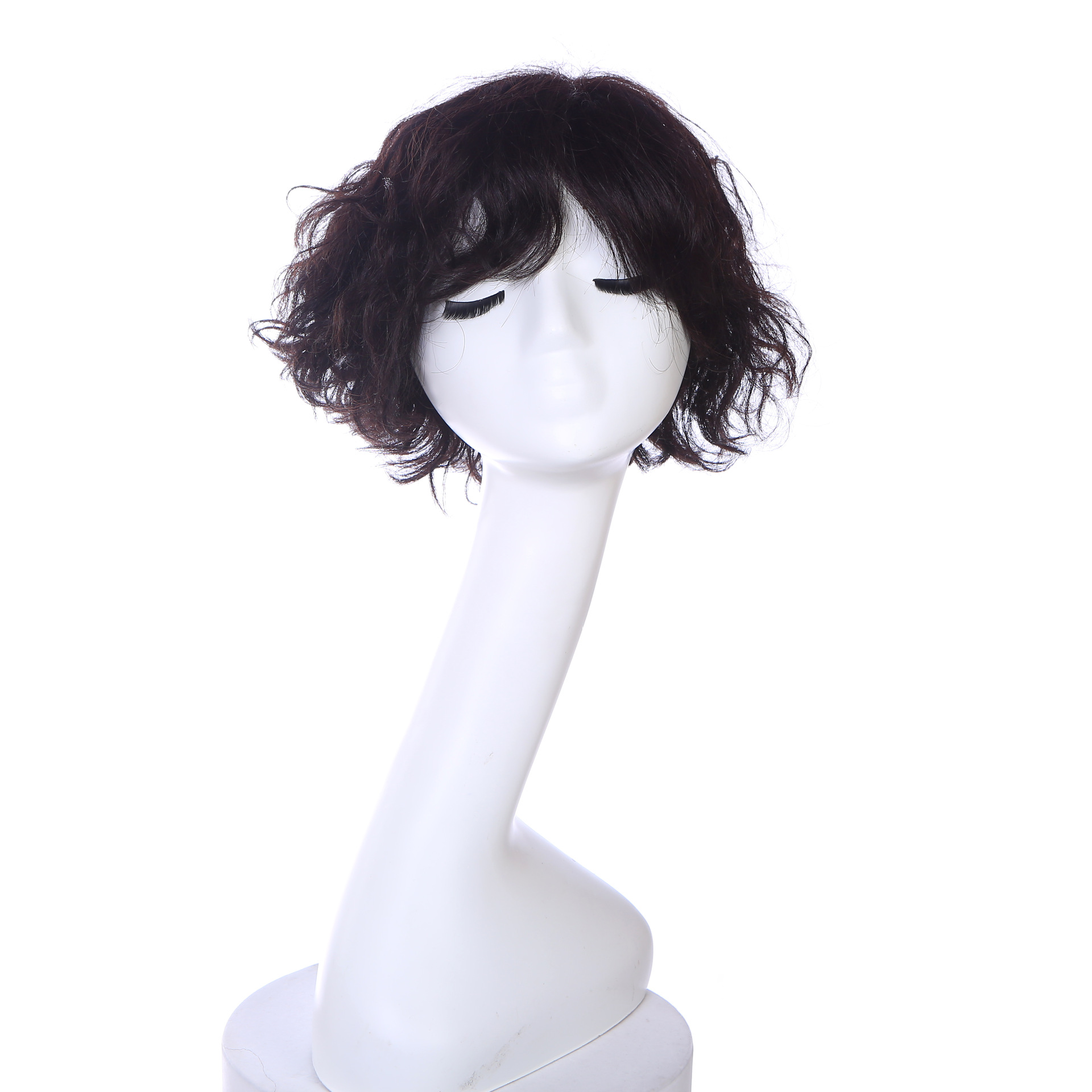 Perruca cubierta de cabello corto cabello de mujer cabello humano fino de mediana edad cabello permanente LW0417