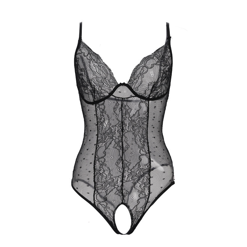 Nuevo producto sexy lencería sexy entrepierna abierta sin tirantes mono perspectiva tentación pasión honda traje de pijama de mujer cabello