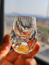 金箔白酒杯水晶玻璃家用小号一口子弹杯中式一品江山包邮批发
