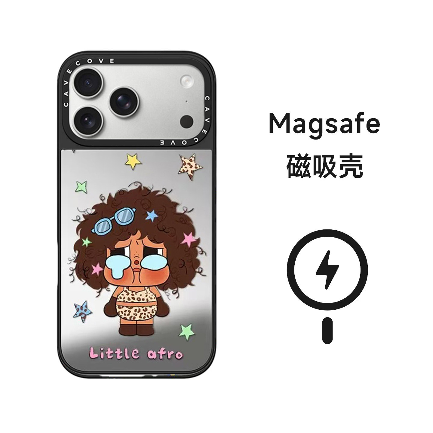 거울 폭발 머리 곱슬머리 울보 MagSafe 마그네틱 흡입 적용 애플 17promax 휴대