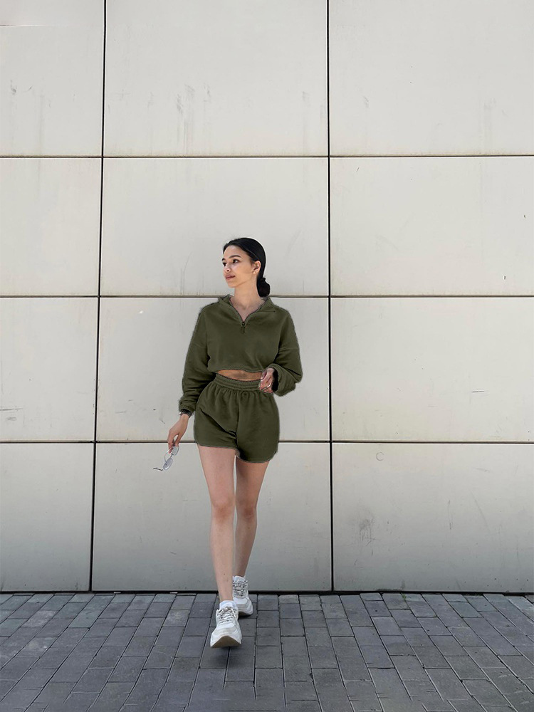 500g Weight Long Sleeve Sleeve Length Polyester Fabric Type Shorts Co-ord Set Sets Type 2 Pieces Set Quantity Casual, Daily, Sports Occasion Turtleneck Neckline Regular Fit Fit Type Solid Color Pattern Spring, Autumn Season Women's Gender Zipper Design Simple Style Style Casual Daily Sports Women's Simple Style Solid Color Polyester Zipper Shorts Co-ord Set Shorts Sets 9