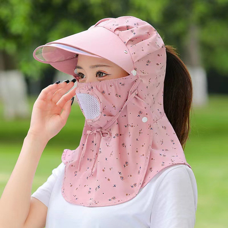 Summer women's new large-brimmed shawl hat breathable mesh sun protection sun hat outdoor anti-UV sun hat
