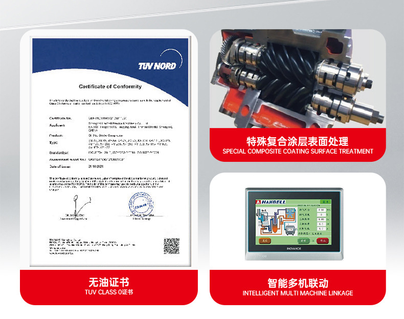 Hanzhong precision machine permanent magnet frequency conversion dry screw air compressor clean oil-free two-stage compression power saving long warranty period