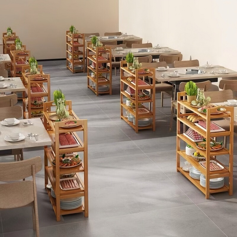 業務用レストラン串焼き用鍋棚、竹製キッチン野菜棚、床置き|undefined