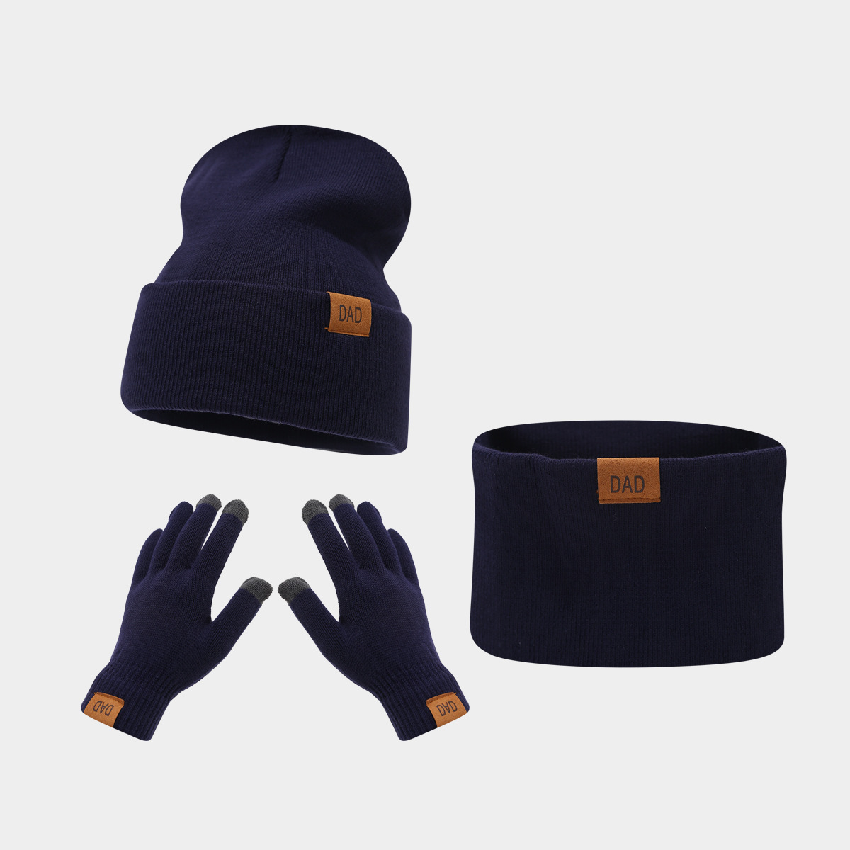 Amazon nuevo papá mamá letra etiqueta sombrero guante de tres piezas de moda otoño invierno abrigo sombrero conjunto