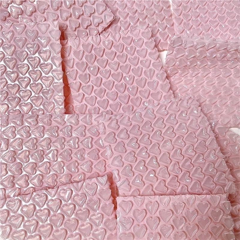 粉色爱心气泡袋彩色加厚防震气泡膜打包袋心形泡泡纸快递泡沫塘铭