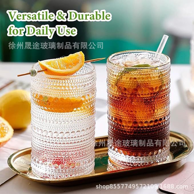 Amazon] venta transfronteriza en relieve de tazas de vidrio de cuentas de color lavavajillas tazas de jugo tazas de café estadounidenses