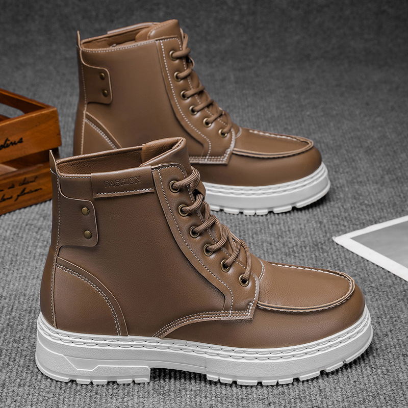 跨境大码男鞋2025秋冬新款潮男时尚机车靴男士高帮运动户外马丁靴