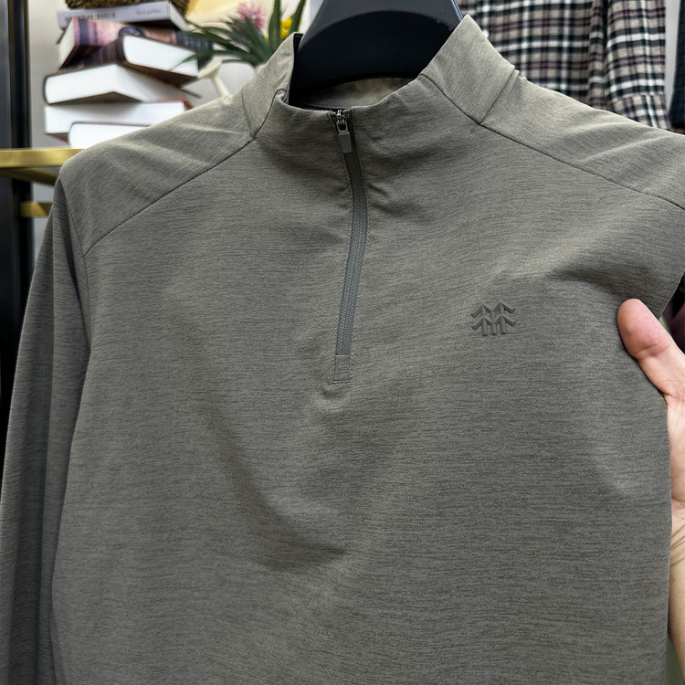 Two Trees Men's Long Sleeve T-Shirt Autumn Thin Top Sports Thin Breathable Top Half Zip Sweatshirt Trendy