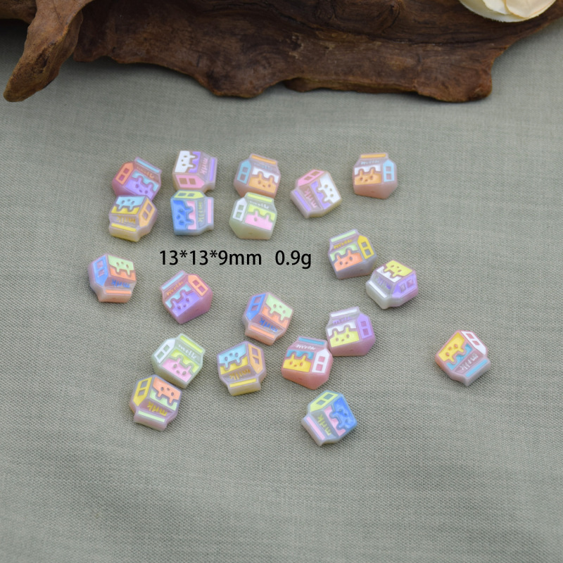 富光树脂 手绘渐变双面牛奶盒子直孔手机链配件饰品Diy配件批发|undefined