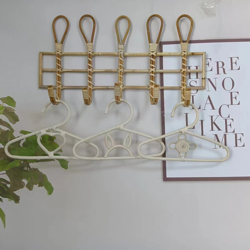 Rattan Children's Clothes Hanger Handmade Rattan Clothes Hanger Indonesia ins Love Rabbit Ear Moon Sun Rainbow Children's Clothing Store Props