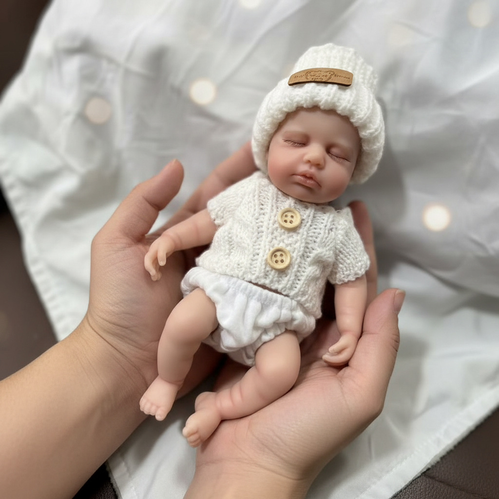 8 pulgadas sombrero de lana blanca de silicona sólida muñeca de simulación de silicona para niños Navidad sólida de silicona