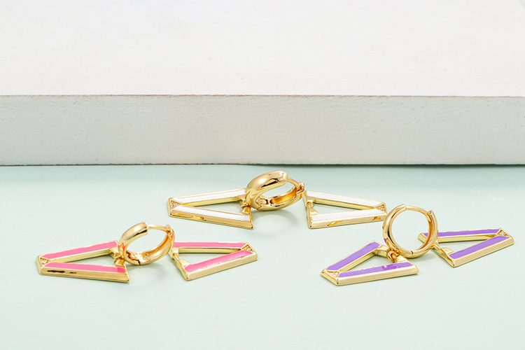 Copper Material Retro V-shaped Inverted Triangle Fluorescent Copper Earrings Wholesale Nihaojewelry