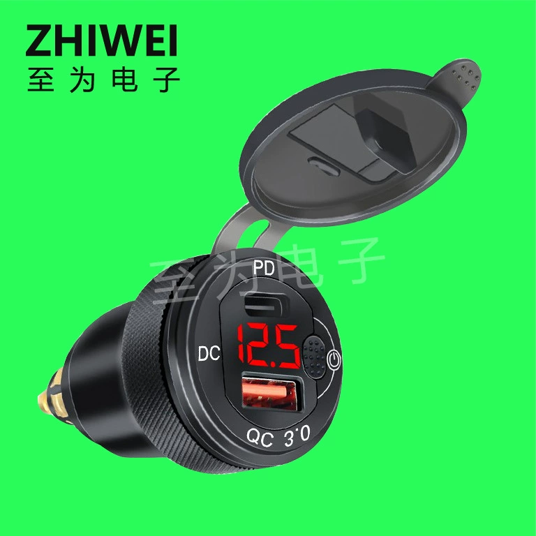 Алюминиевый сплав двойной QC3.0 + QCPD подходит для автомобильного и мотоциклетного зарядного устройства с цифровым дисплеем BMW, автомобильного зарядного устройства для быстрой зарядки