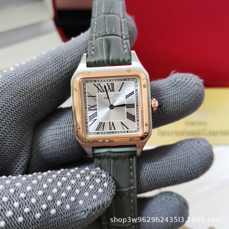 Kajia's New Santos Watch, Square Watch, Simple and Stylish, Women's Leather Strap, Versatile and Elegant, Women's Tank Model