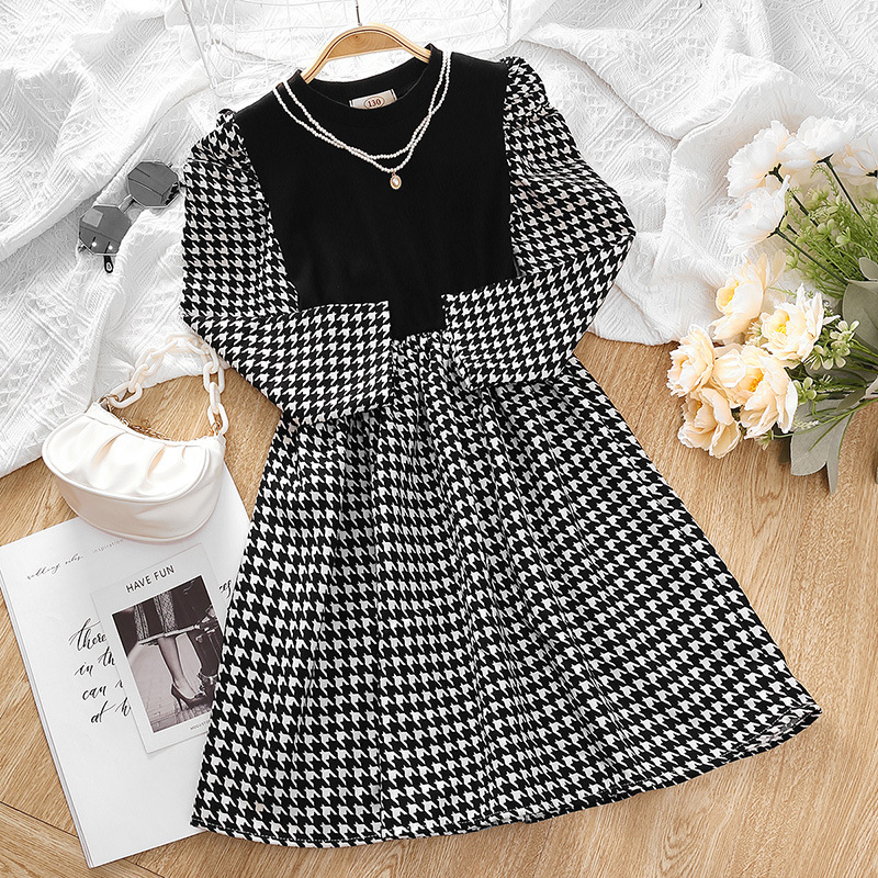 Mädchen Karo Langarm Prinzessinnenkleid Für Herbst Und Frühling_voghion.com