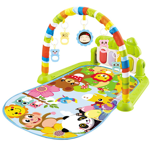 Cross-border infant and toddler 0-36 months foot piano fitness frame children's early education sound and light crawling mat with hanging accessories toy