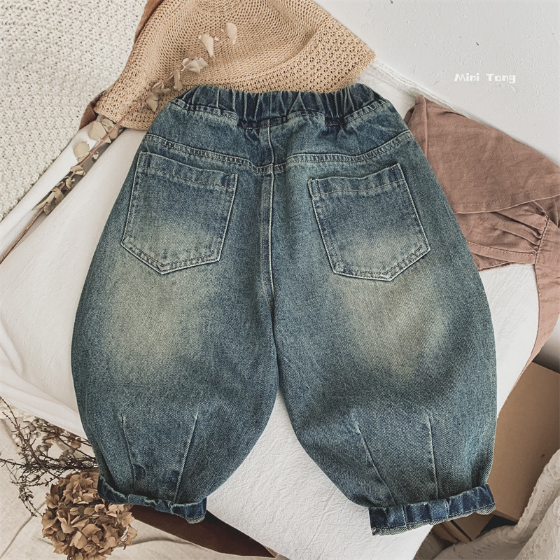 Ropa infantil jeans retro para niños, niños y niñas, pantalones casuales sueltos para bebés, pantalones de rábano de primavera y otoño image 3