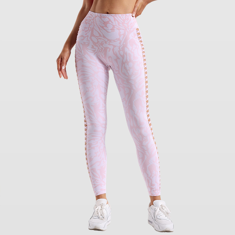 Nuevos pantalones de yoga de cadera de melocotón huecos, pantalones deportivos antideslizantes de cintura alta para mujer, pantalones de fondo deportivo de fitness para correr