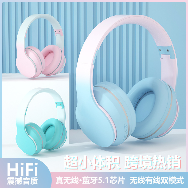 Dr56 Gradient Color Headset Wireless Bluetooth Headset Children's Game Online Class Call E-Sports Headset Cross-Border Hot Style Dr56 Gradient Color Headset Wireless Bluetooth Headset Children's Game Online Class Call E-Sports Headset Cross-Border Hot Style