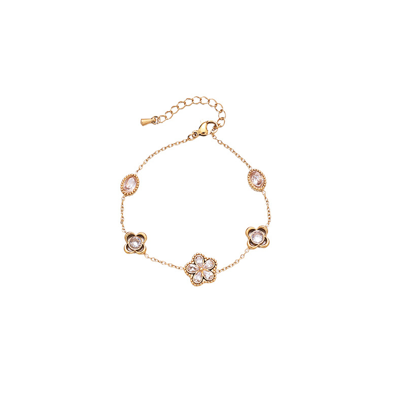 Tina Europa y los Estados Unidos explotaron la moda transfronteriza 18 quilates oro color zircon pulsera de flores ligera de lujo alta sensación de joyería al por mayor