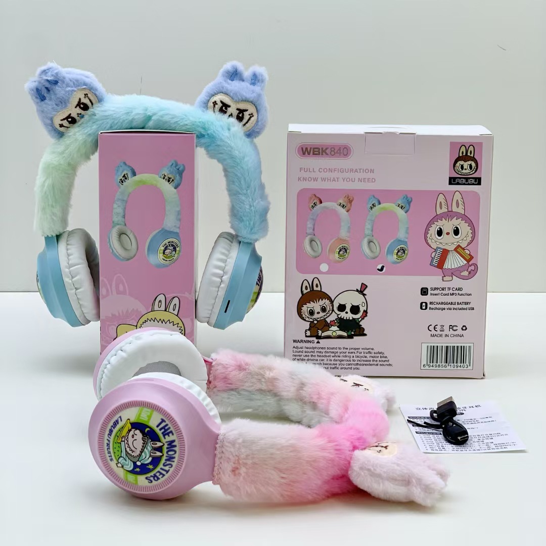 Nuevo WBK-840 transfronterizo regalo creativo rabu dibujos animados niños felpa auriculares inalámbricos Bluetooth