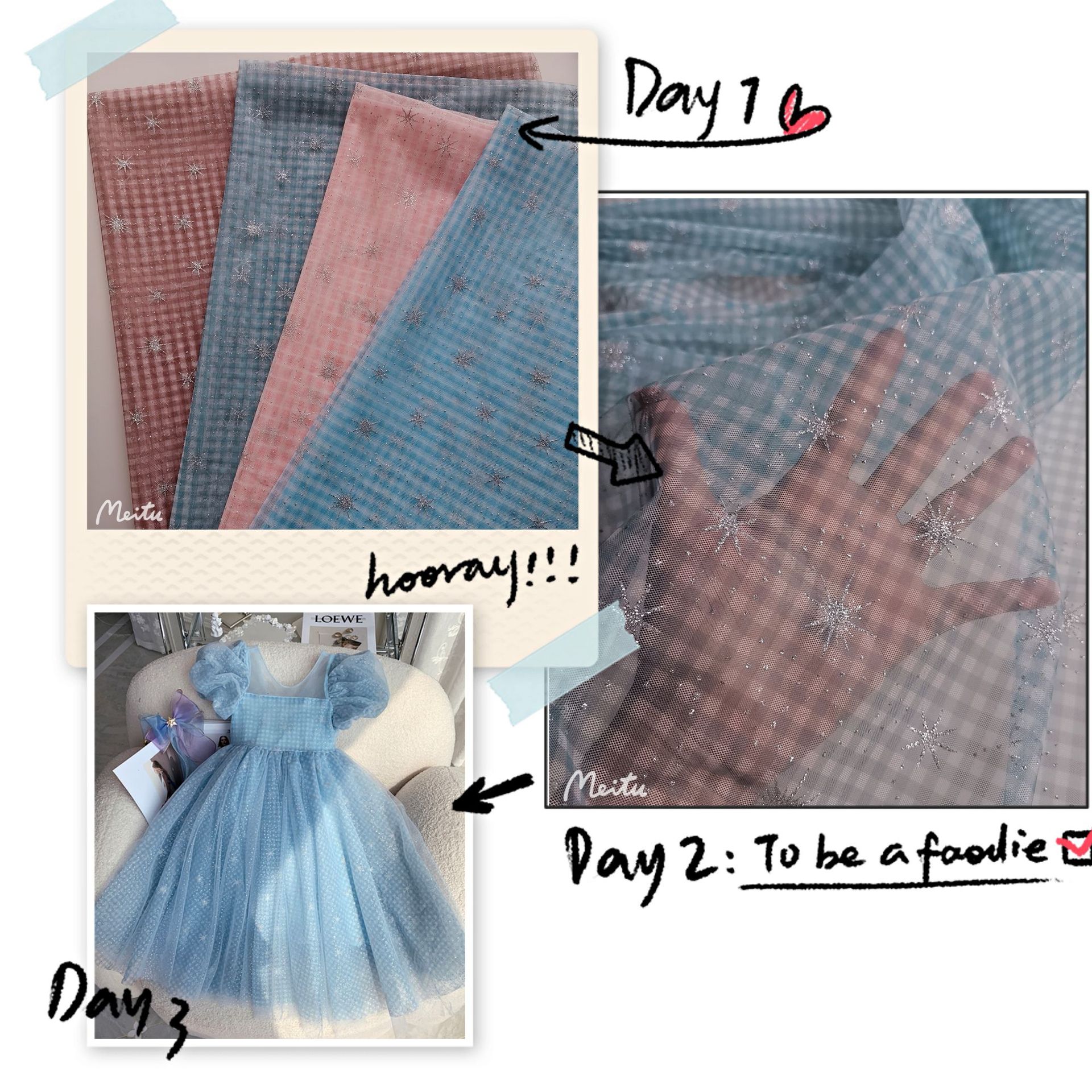 新款热卖~柔软涤复丝网纱0.5公分小格子印花银海星印粉 童装面料