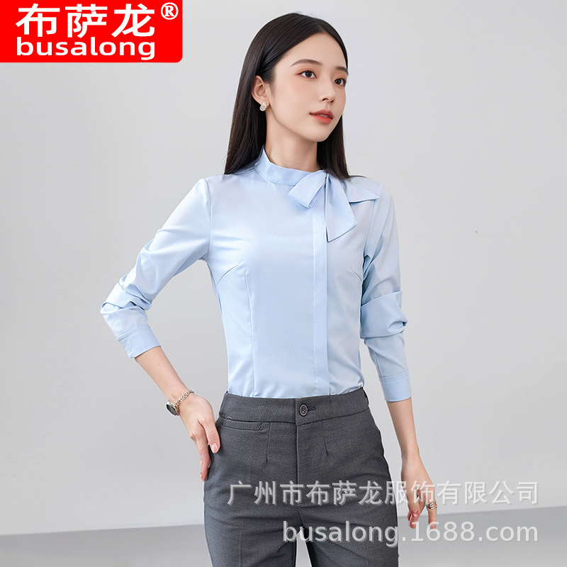 2025 New Busalon Long-Sleeved Shirt Women's Inch Shirt Professional Slim Work Clothes Large Size Formal Wear 218