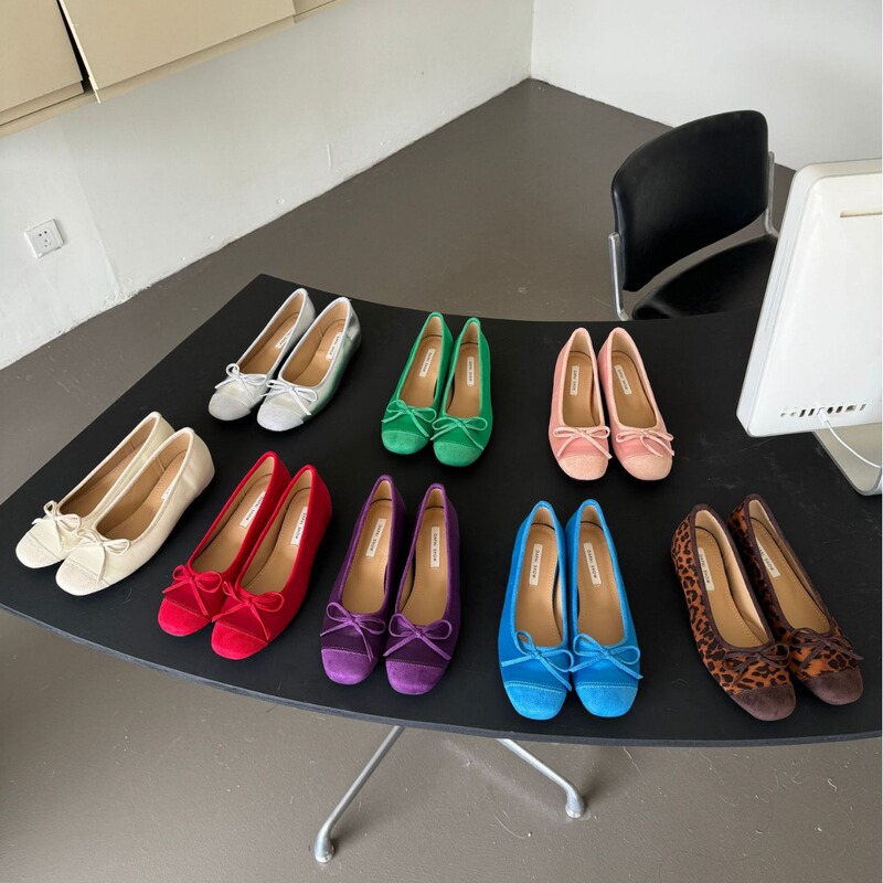 2024 Gentle Evening Breeze Bowknot Suede Single Shoes with Hidden Wedge for Women, Shallow Soft Sole Granny Shoes Ballet Shoes