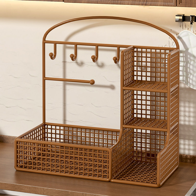 Vintage-Style Kitchen Storage Rack, Multi-Functional Multi-Layer Organizer, Small Spice Rack, Storage Solution for Corner Countertops