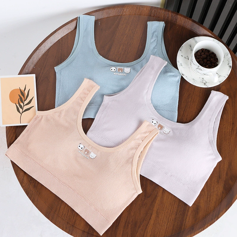 Нижнее белье из чистого хлопка 12-18 лет, Женская Студенческая камзол, период развития, однотонный бюстгальтер для девочек, топ с анти-выпуклой трубкой