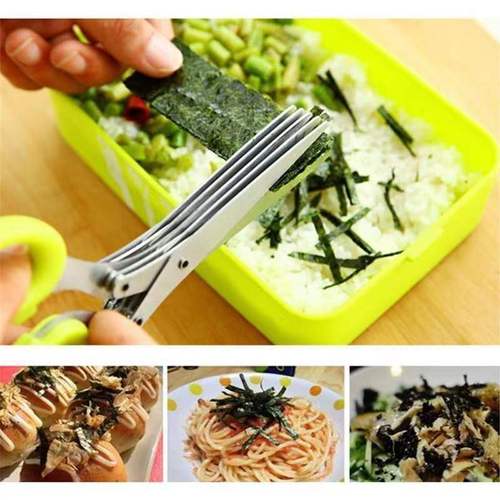 Stainless steel scissors, multi-functional food scissors, kitchen household five-layer vegetable onion scissors, powerful multi-layer paper shredding scissors