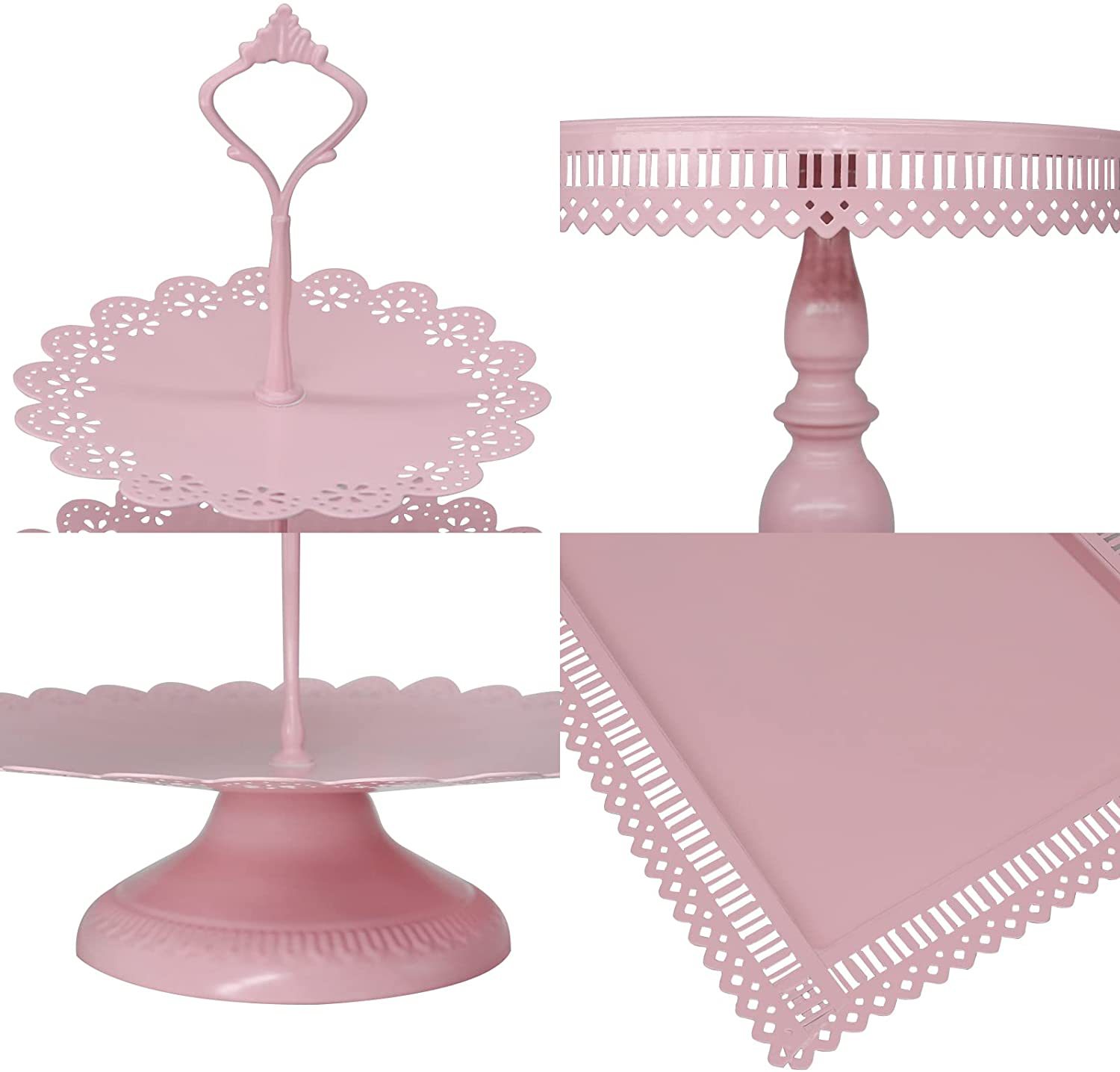 6 ronda soporte de la torta taza papel metal postre placa bandeja traje adecuado para boda fiesta cumpleaños