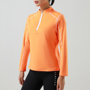 Long-Sleeved T-Shirt Sweat-Absorbent Yoga Top Fitness Running Yoga Dance Training Breathable Long-Sleeved Loose Half-Zip