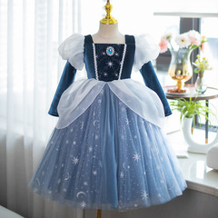New Spring Elsa Princess Dress, Ash Girl Long-Sleeve Girls' Dress, Little Girl Halloween Performance Costume