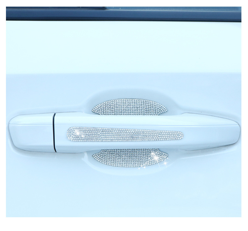Car door handle patch set Bowl stickers Diamond-embedded handle stickers exterior decoration modification wear-resistant anti-scratch anti-collision strip 8-piece set