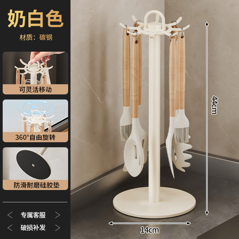 Gancho giratorio de cocina, estante para espátula, encimera, estante para el hogar, cuchara colgante, soporte para pala, cuchara para sopa, estante de almacenamiento para utensilios de cocina image 8