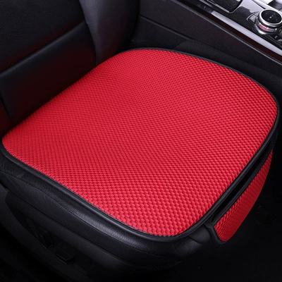 Summer Car Cushion Massage Net Four Seasons Car Cushion Cool Cushion Universal Three-piece Set Fat Mat Non-slip Five-seat Tie-free (Four Seasons Pad) - front-row-single-piece-burgundy-breathable-and-not-stuffy-linen-style