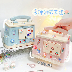 Creative small car piggy bank cute children student with lock prize gift coin bank desktop decoration savings bank