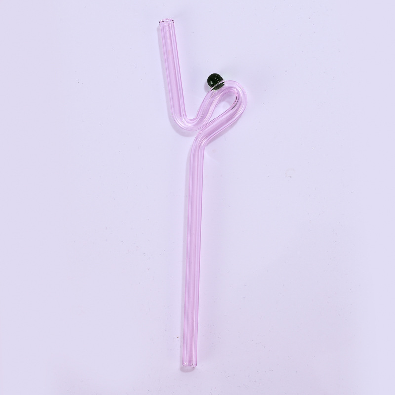 Paja de vidrio de color en forma de japonés lindo resistente a altas temperaturas creativo color a juego bebida de leche caliente paja curvada