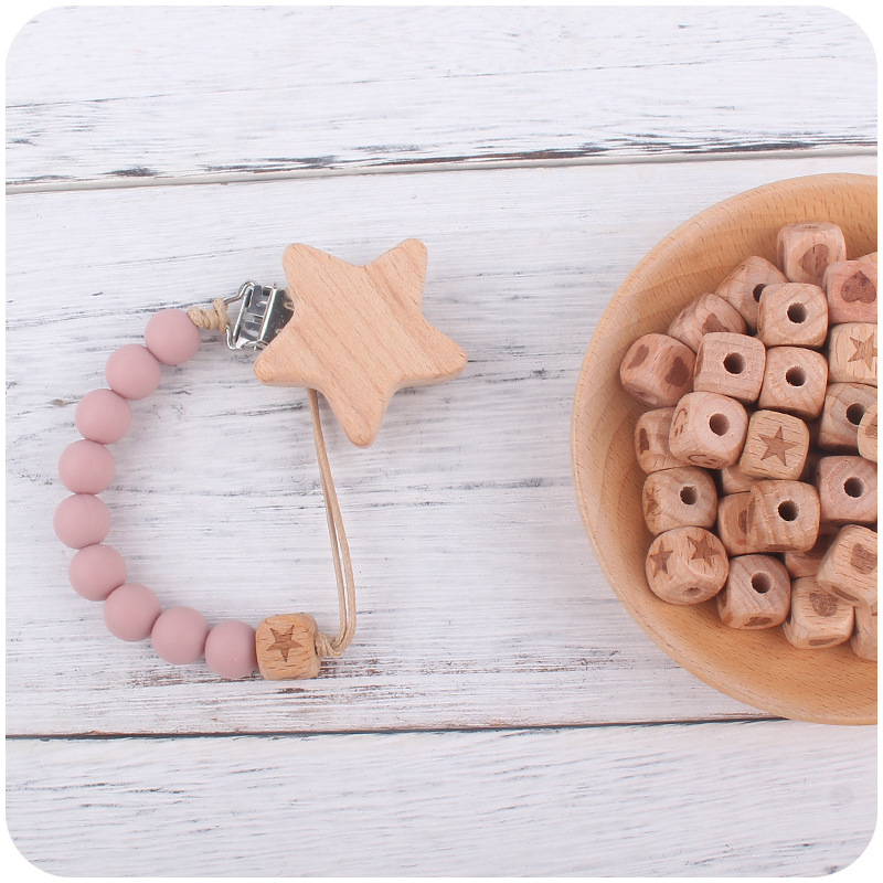 Bebé 12mm haya cuadrado DIY chupete cadena mordedura pulsera molares pequeños accesorios nuevo