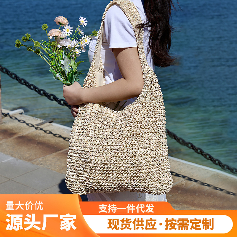 새로운 모리 원 숄더 크로스 바디 밀짚 가방 간단한 패션 짠 가방 비치 가방 레이디 캐주얼 여성 가방