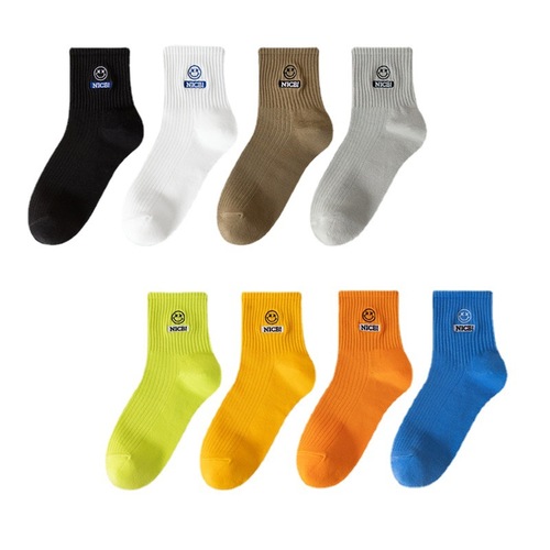 Smiley Zhuji sports cotton socks cross-border foreign trade wholesale Japanese student sports socks spring and autumn women's mid-calf socks