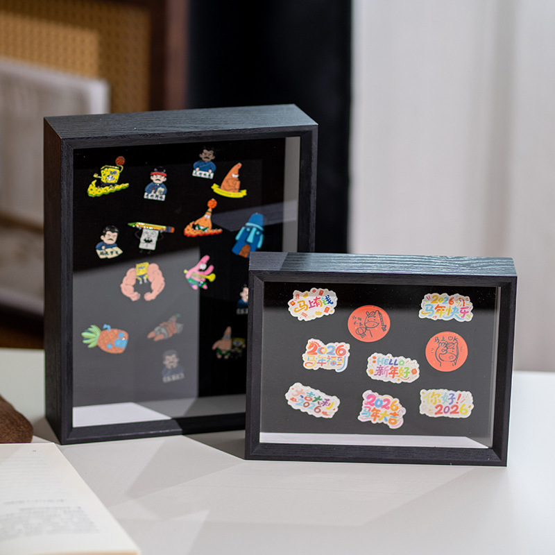 Metal Badge Storage Frame, Hollow Three-Dimensional Photo Frame Display Stand, Brooch Display Box, Anime Merchandise Display Box, Wooden Display Stand Metal Badge Storage Frame, Hollow Three-Dimensional Photo Frame Display Stand, Brooch Display Box, Anime Merchandise Display Box, Wooden Display Stand