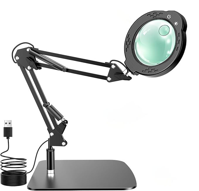 Lámparas de escritorio LED de 5 colores, lupa de temperatura, dos en uno, reparación y soldadura de uñas, protección de ojos USB.