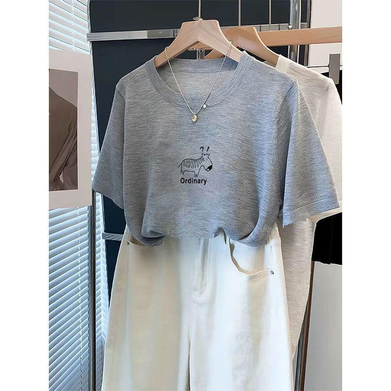 Korean-Style Snowflake Cotton Round-Neck Blouse Short-Sleeve T-Shirt for Women, Unique and Non-Repetitive Fashion Versatile Casual Base Shirt Top Korean-Style Snowflake Cotton Round-Neck Blouse Short-Sleeve T-Shirt for Women, Unique and Non-Repetitive Fashion Versatile Casual Base Shirt Top