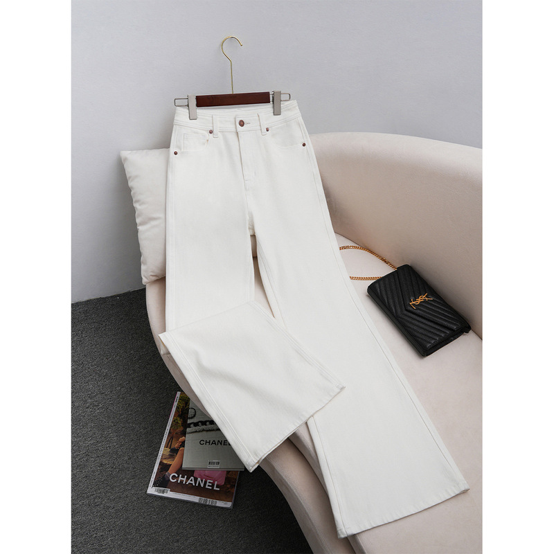 White Micro La Jeans Women's Spring New Hot Girl High Waist Slim-Fit Slimming All-Match Straight Stretch Horn Pants