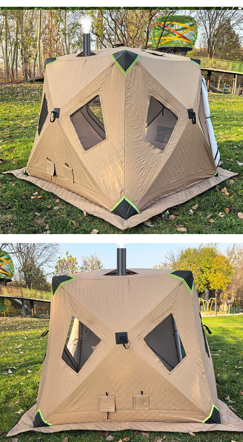 1-2 Person Flip Over Ice Fishing Shanty Thick Thermal Insulated Ice Fishing Tent Wind Resistant Portable Ice Shelter for Hardwater Fishing
