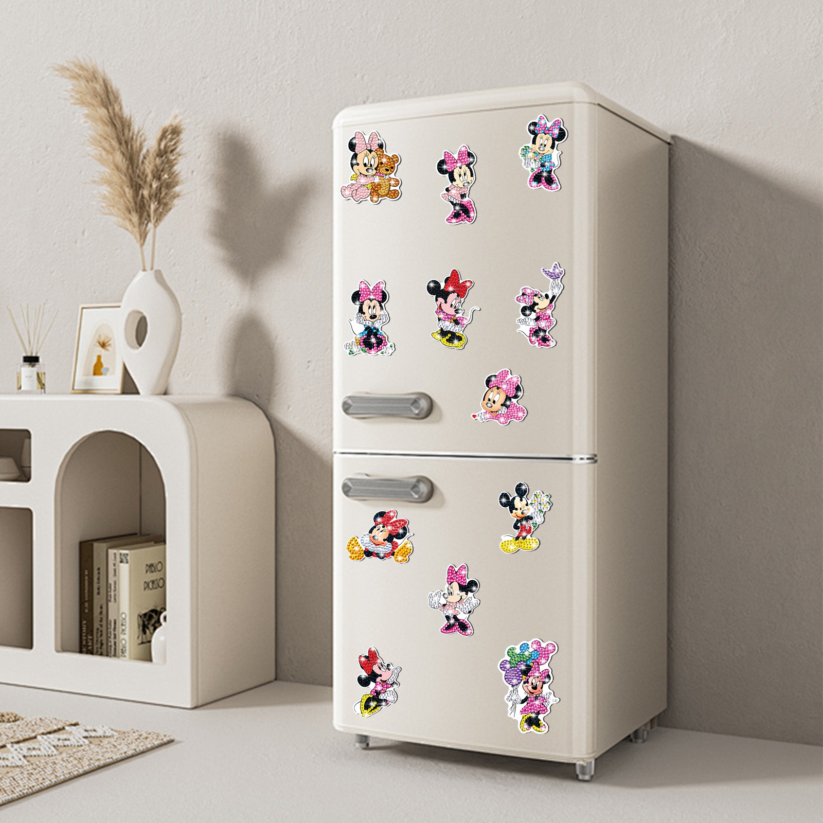 Mickey Minnie adorable dibujo de diamante magnetizado pegatinas de refrigerador para niños hechos a mano diy creativo mampostería pegatinas juguetes al por mayor